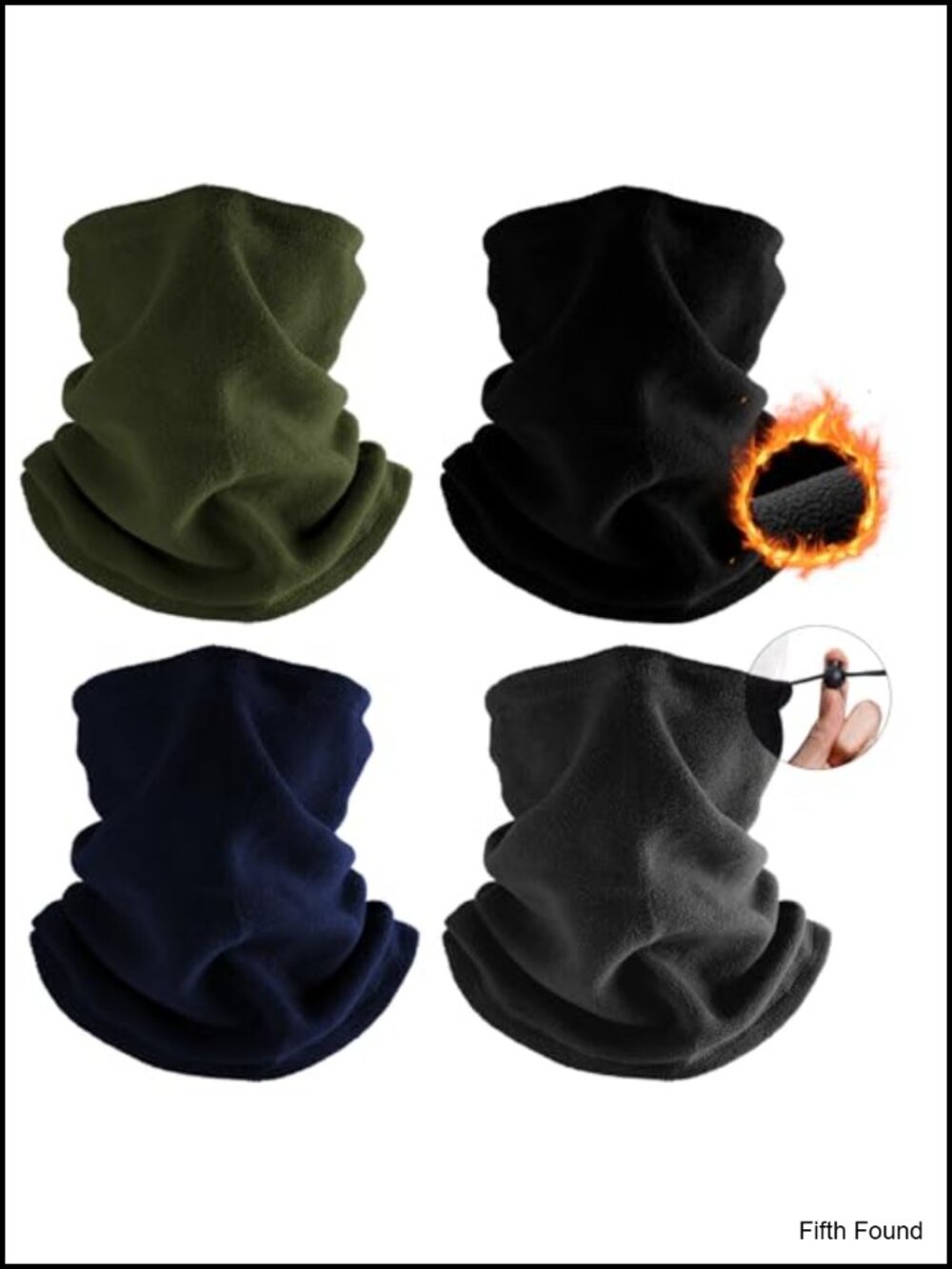Fivali Winter Neck Warmer Gaiter Windproof Fleece Face Mask Multi Pack